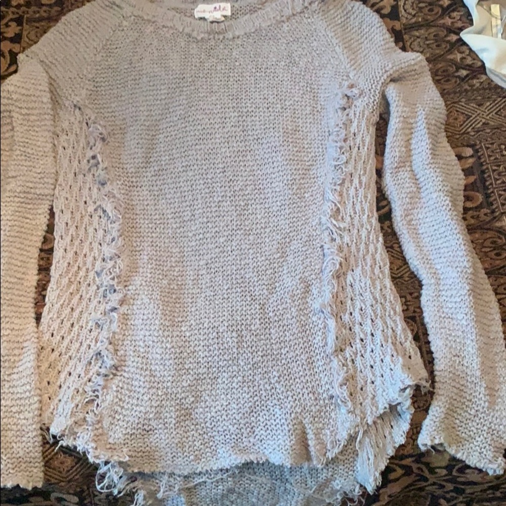 Lilac distressed oversized sweater